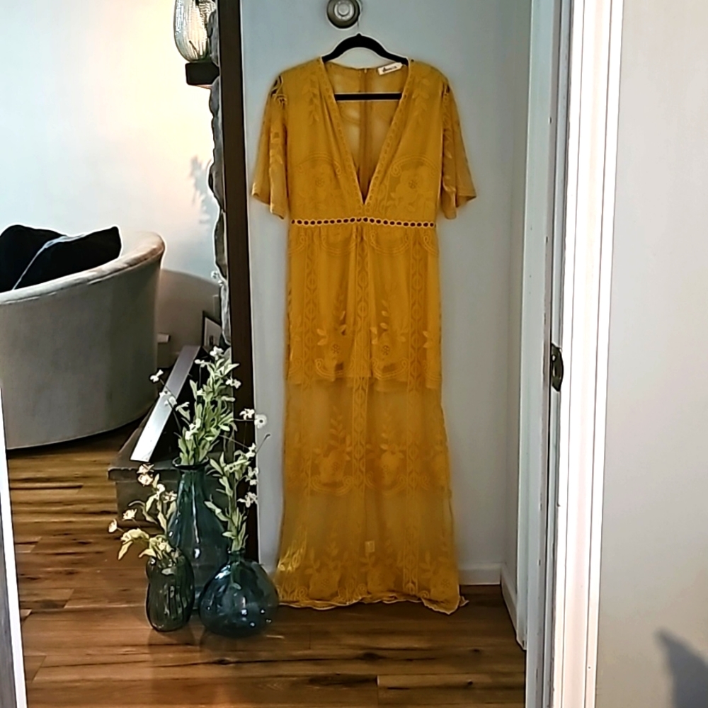 Large yellow lace romper